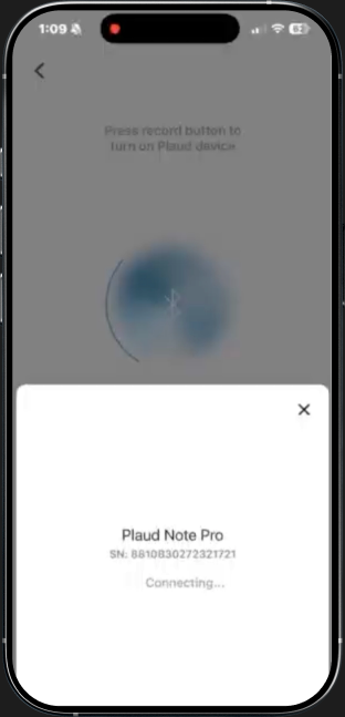 FieldSense app — connecting to the Plaud recording device